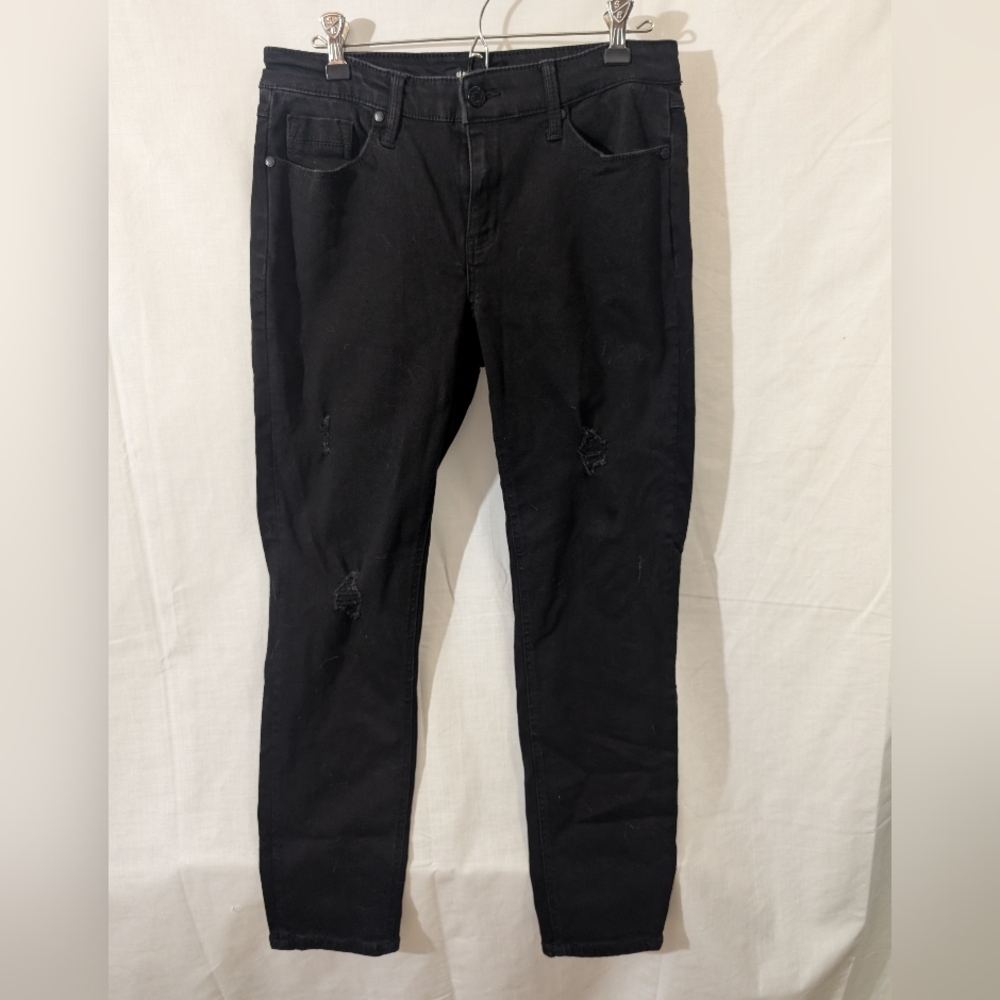 Buffalo David Bitton Women's Black Distressed Mid Rise Skinny Jeans, Size 8/29